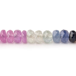 5-5.5mm Multi Color Madagascar Sapphire Faceted Rondelle 18 inch 130 Beads AA (ONLINE ORDER ONLY)