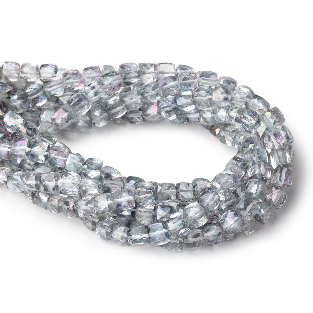5-5.5mm Mystic White Topaz Faceted Cube Beads 8 inch 37 pieces (ONLINE ORDER ONLY)