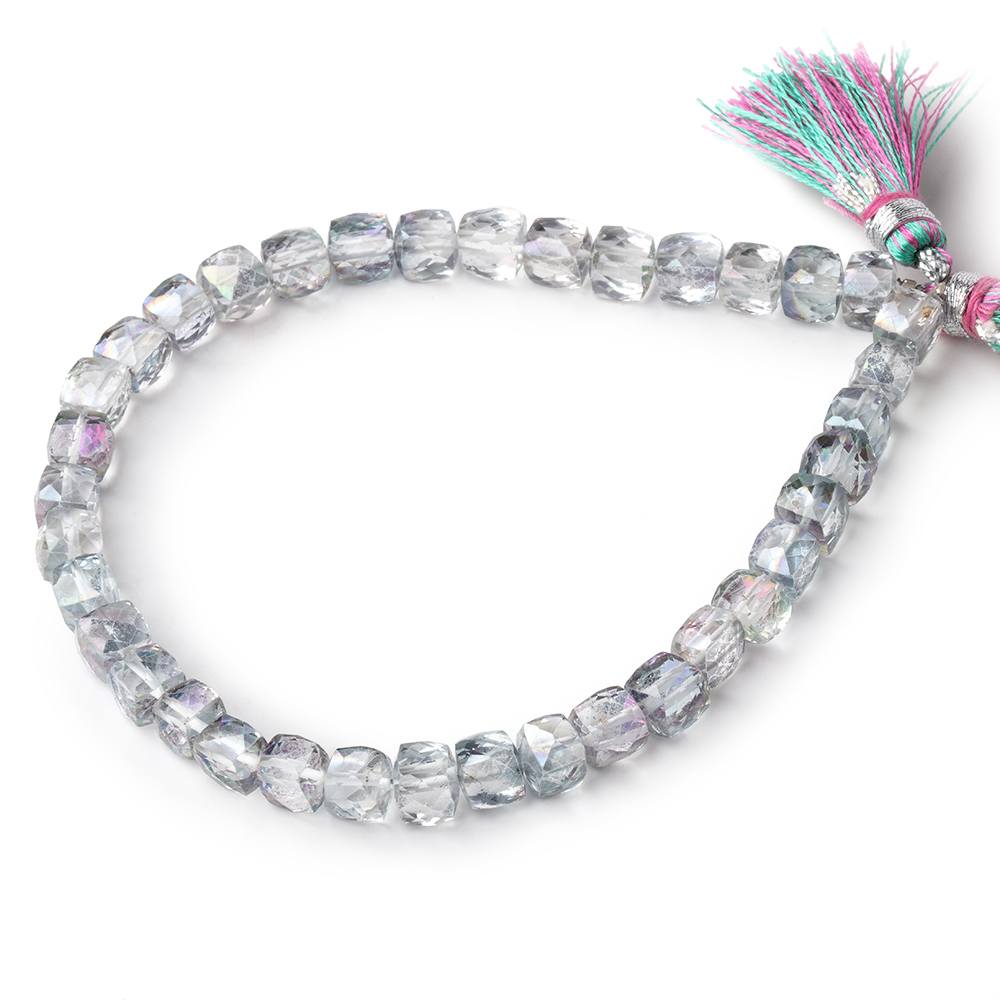 5-5.5mm Mystic White Topaz Faceted Cube Beads 8 inch 37 pieces (ONLINE ORDER ONLY)