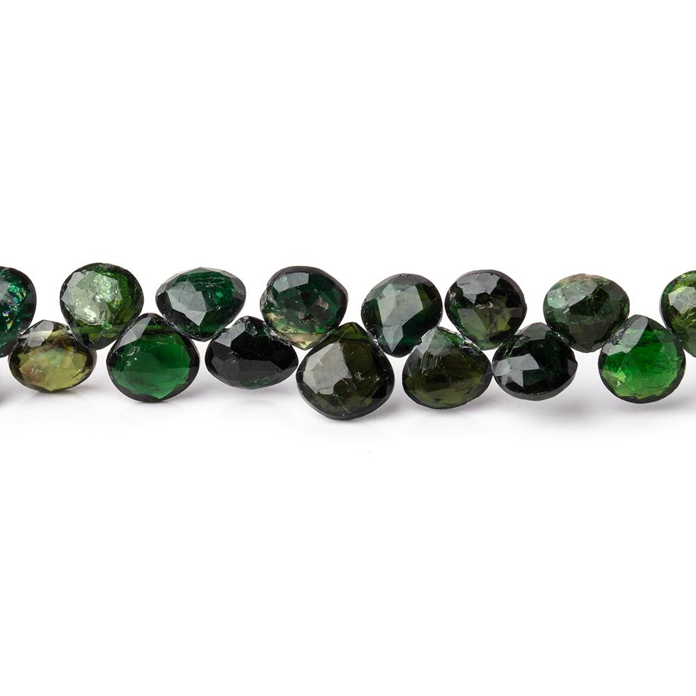 5-6mm Chrome Green Tourmaline Faceted Heart Beads 8 inch 58 pieces (ONLINE ORDER ONLY)