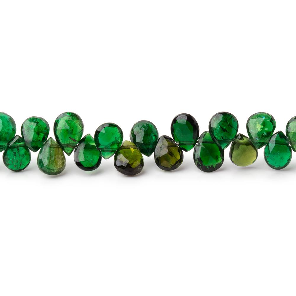 5-6mm Chrome Tourmaline Faceted Pear Beads 8 inch 80 pieces AA