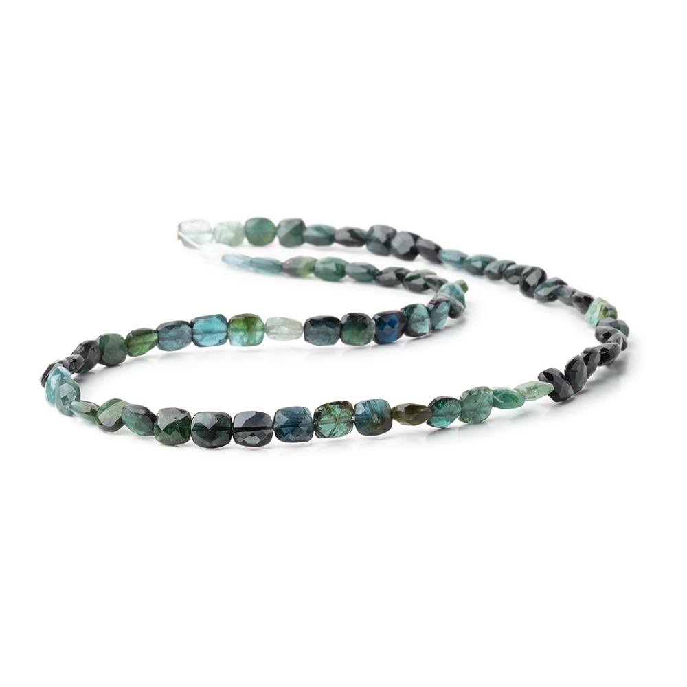 5-6mm Indicolite & Green Tourmaline Faceted Cushion 16 inch 58 Beads (ONLINE ORDER ONLY)