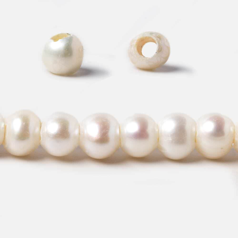 5-6mm Off White Off Round 2.5mm Large Hole Pearls 15 inch 78 pieces (ONLINE ORDER ONLY)