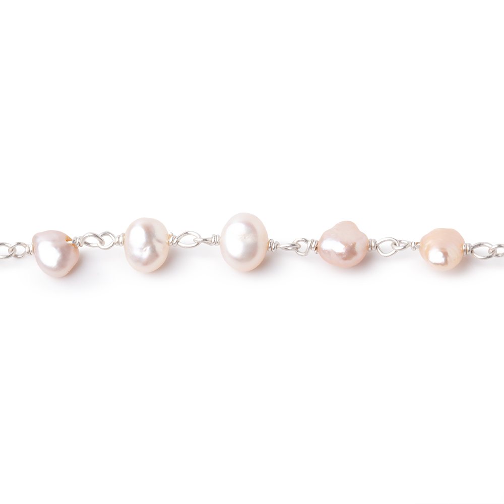 5-6mm Pink Baroque Pearls on Silver Plated Chain (ONLINE ORDER ONLY)