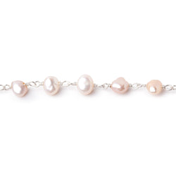 5-6mm Pink Baroque Pearls on Silver Plated Chain (ONLINE ORDER ONLY)