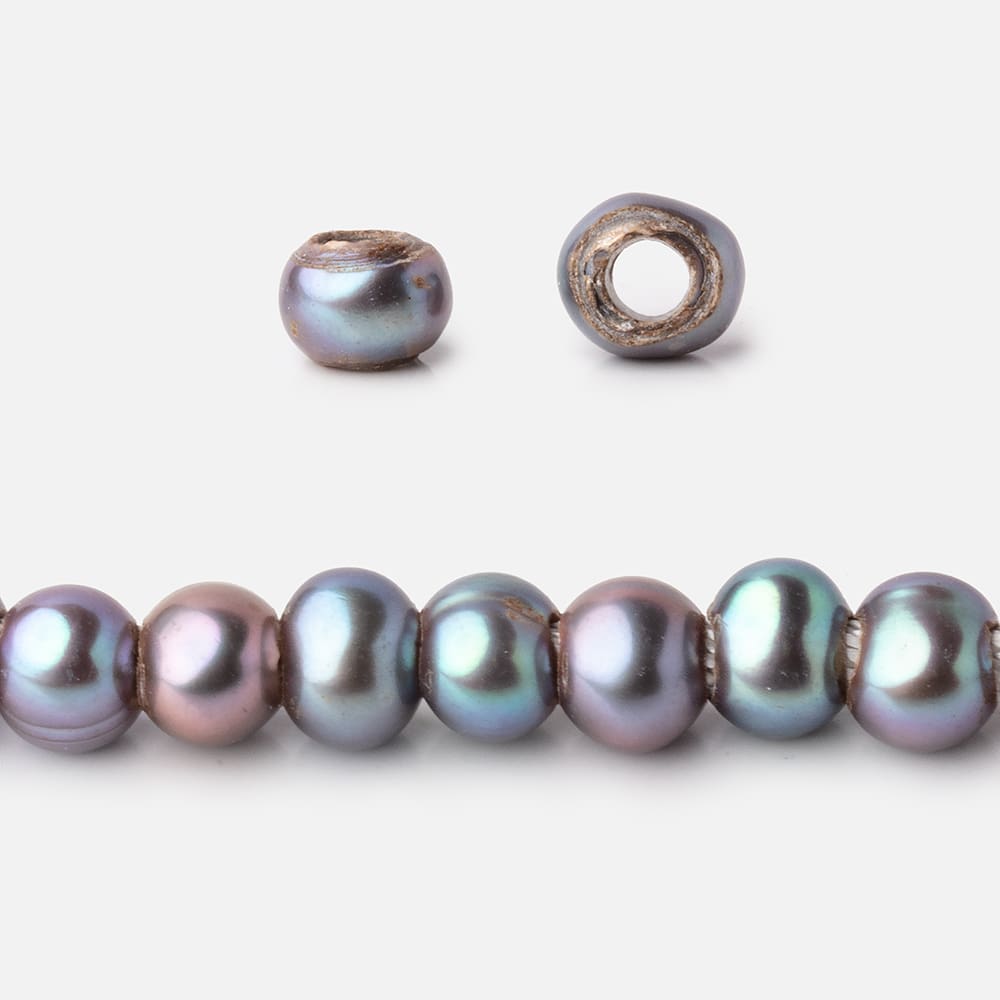 5-6mm Pistachio Peacock Off Round 2.5mm Large Hole Pearls 95 Beads (ONLINE ORDER ONLY)