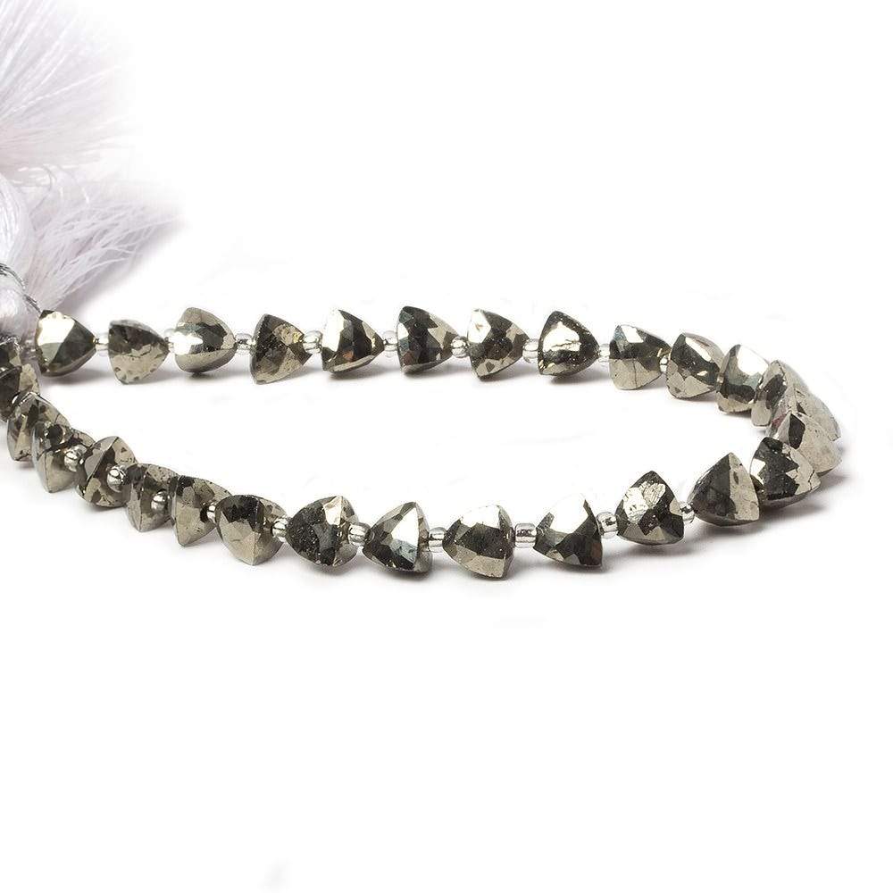 5-6mm Pyrite straight drilled triangle beads 8 inch 30 pieces (ONLINE ORDER ONLY)