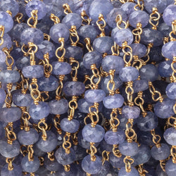 5-6mm Tanzanite Faceted Rondelle Beads on Vermeil Chain (ONLINE ORDER ONLY)