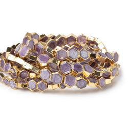5-8mm Gold Leaf Star Ruby Bevel Faceted Hexagonal Beads 14 inch 51 pieces AA (ONLINE ORDER ONLY)