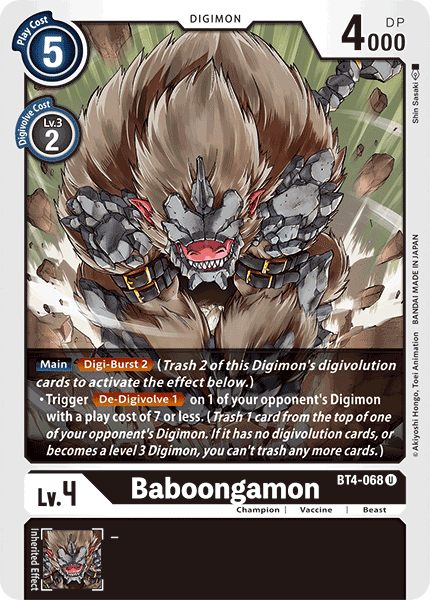 Baboongamon [BT4-068] [Great Legend] (ONLINE ORDER ONLY)