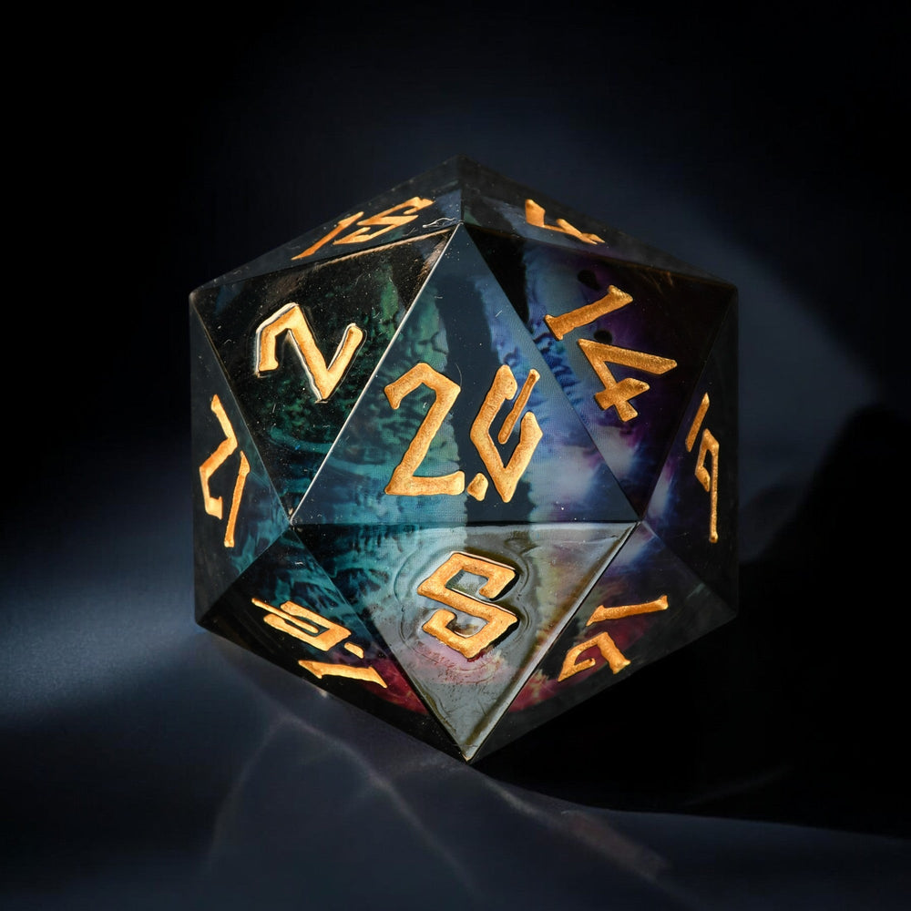 Rainbow Dragon (Black/Gold) Liquid Core 30mm D20 (ONLINE ORDER ONLY)