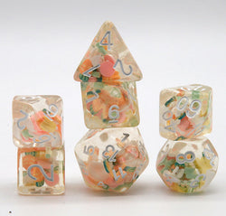 Rabbit Meets Carrots Dice Clear Dice w/ Carrots 7-Dice Set Rpg (Online Only)