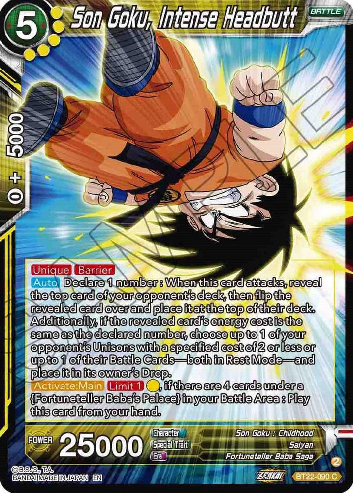 Son Goku, Intense Headbutt (BT22-090) [Critical Blow] (ONLINE ORDER ONLY)