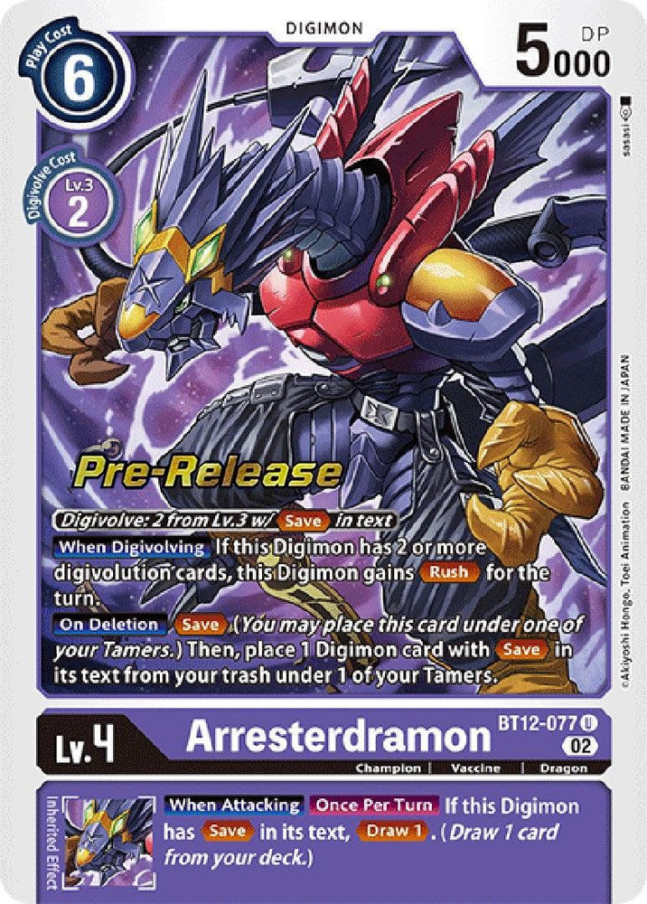 Arresterdramon [BT12-077] [Across Time Pre-Release Cards] (ONLINE ORDER ONLY)