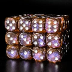 Grey & Orange 16mm Glitter Pipped Dice (Online Only)