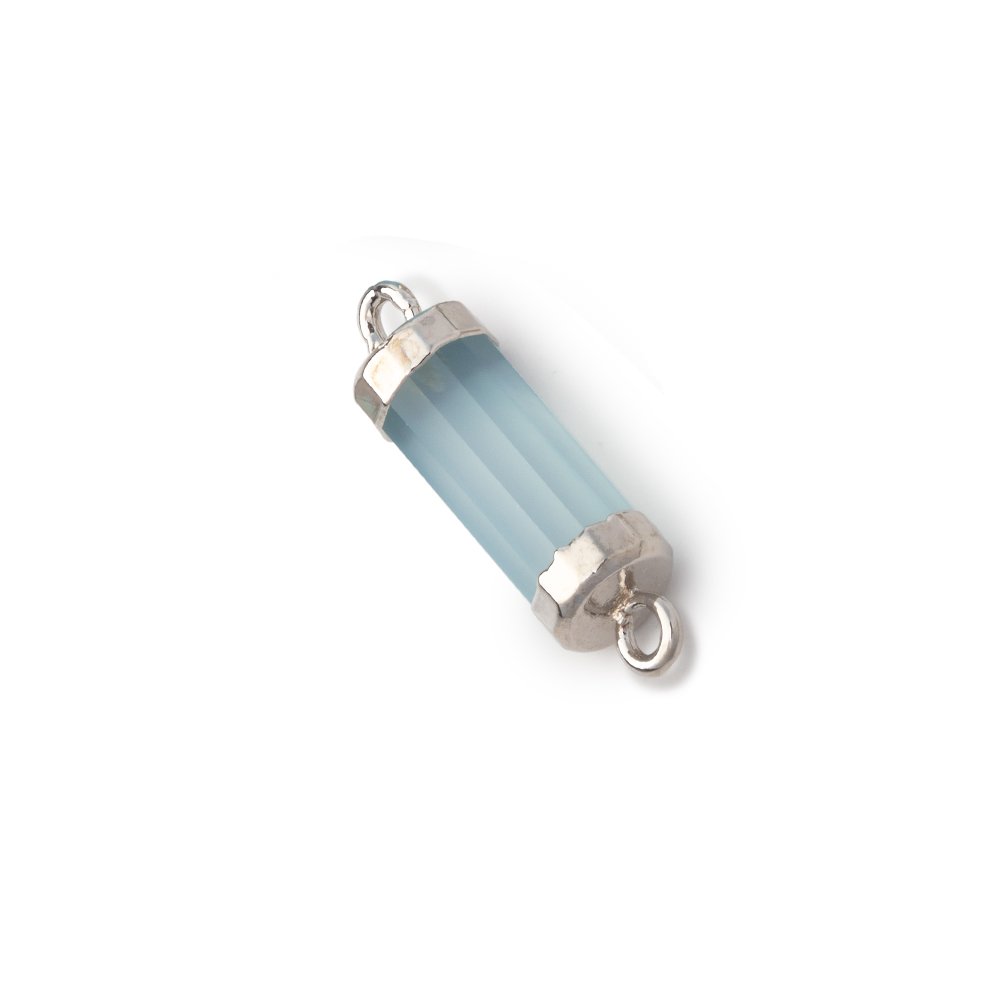 13x5mm Silver Leafed Santorini Chalcedony Faceted Barrel Tube 1 Connector (ONLINE ORDER ONLY)