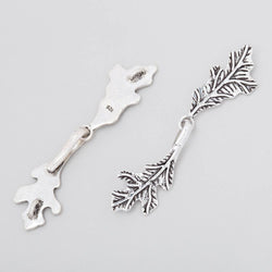 51x11mm Antiqued Sterling Silver Hook & Eye Clasp Oak Leaves 1 piece