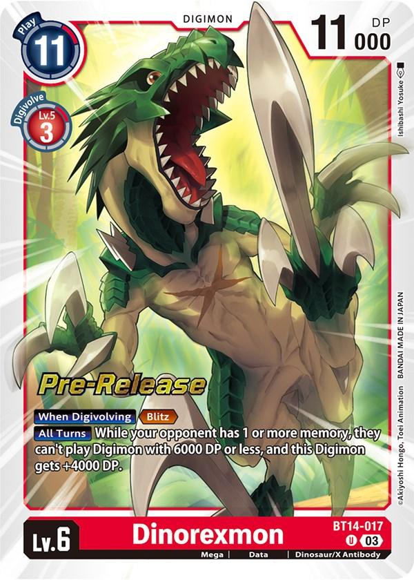 Dinorexmon [BT14-017] [Blast Ace Pre-Release Cards] (ONLINE ORDER ONLY)