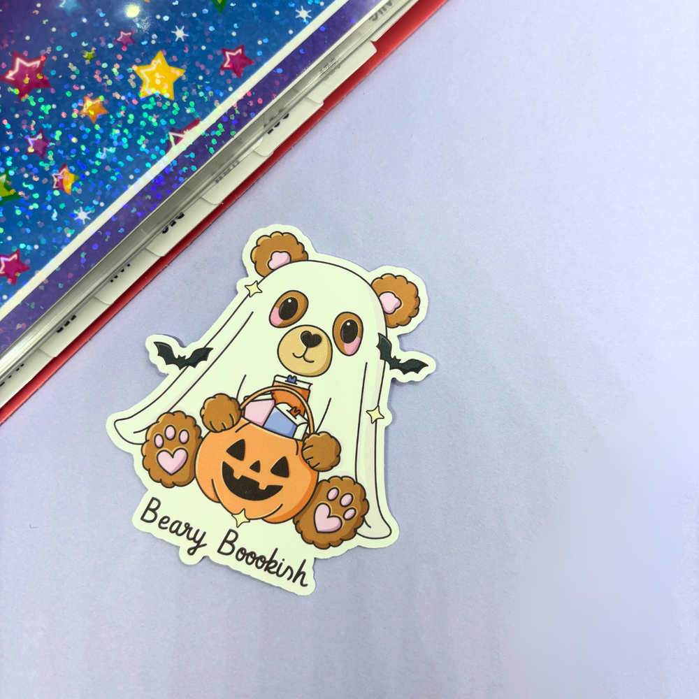 Beary Bookish Ghost Bear  | Sticker Die Cut (ONLINE ORDER ONLY)