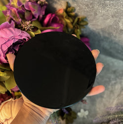 5 3/4 Inch Black Obsidian Mirror, Crystal Scrying (ONLINE ORDER ONLY)