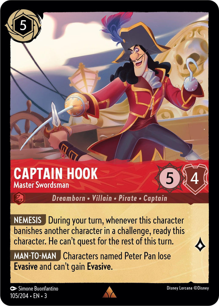 Captain Hook - Master Swordsman (105/204) [Into the Inklands] (ONLINE ORDER ONLY)