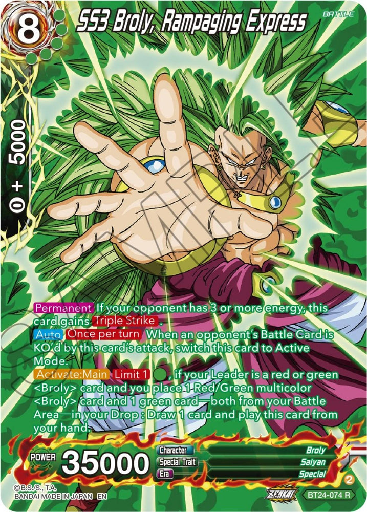 SS3 Broly, Rampaging Express (Collector Booster) (BT24-074) [Beyond Generations] (ONLINE ORDER ONLY)