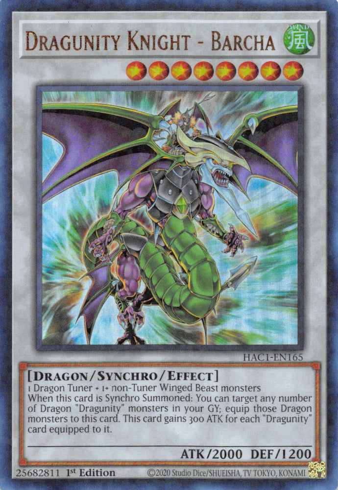 Dragunity Knight - Barcha (Duel Terminal) [HAC1-EN165] Parallel Rare (ONLINE ORDER ONLY)