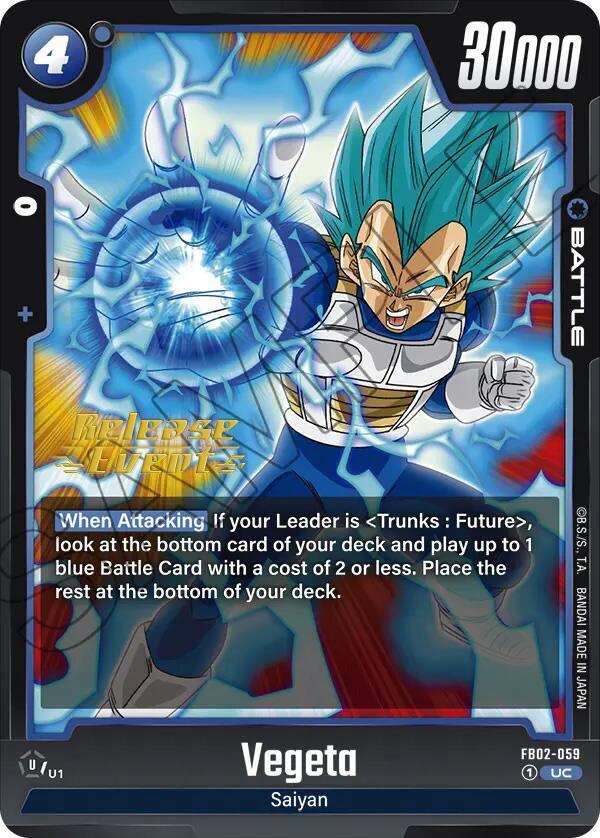 Vegeta (FB02-059) [Blazing Aura Pre-Release Cards] (ONLINE ORDER ONLY)
