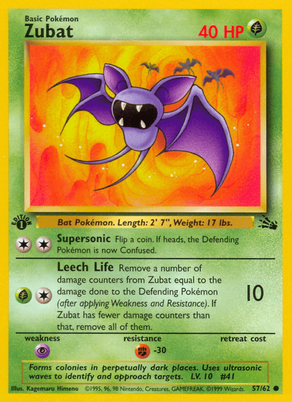 Zubat (57/62) [Fossil 1st Edition] (Online Only)