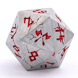 Barbarian Solid Metal Polyhedral Dice Set - Matte Silver Red (ONLINE ORDER ONLY)