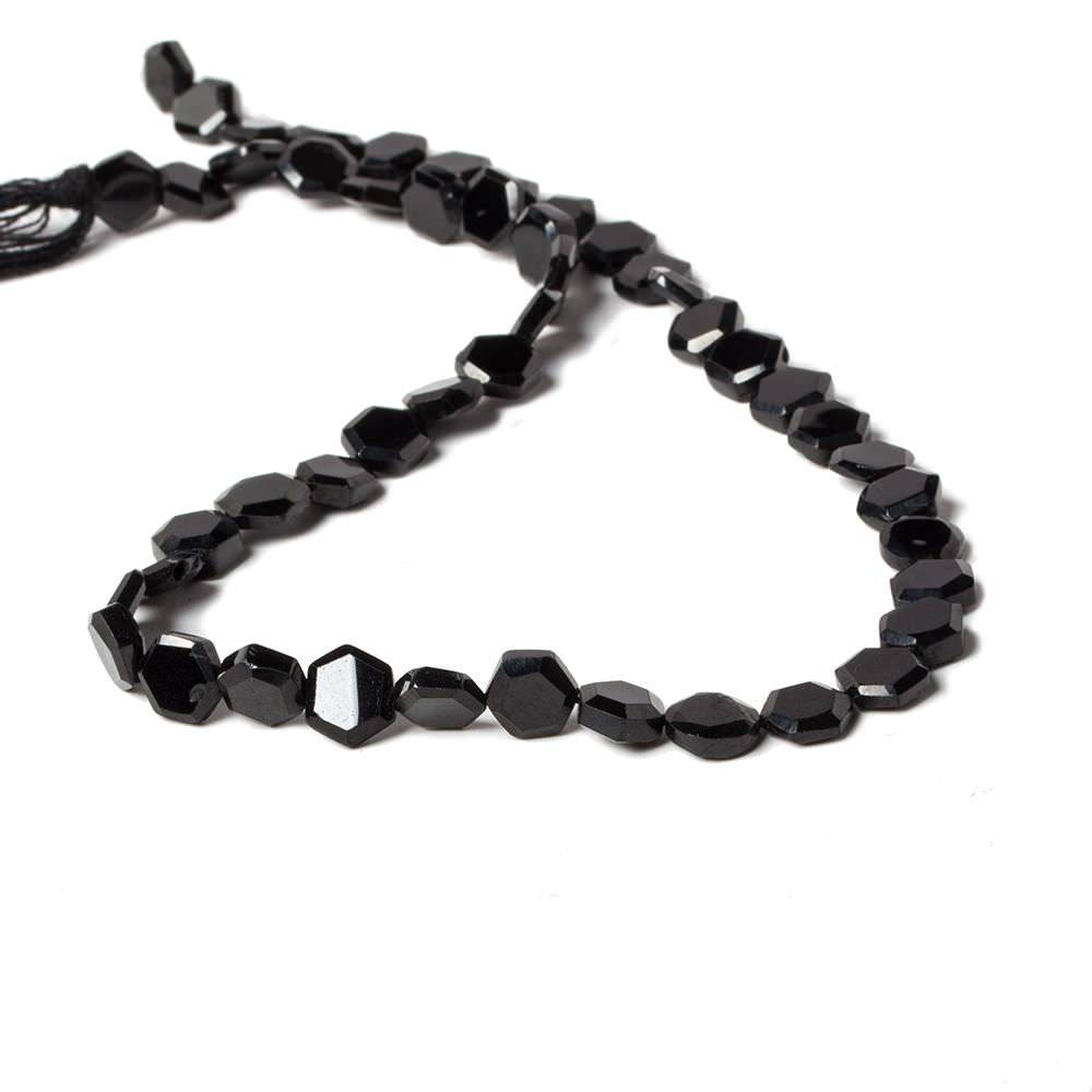 5.5-6mm Black Spinel bezel faceted hexagon beads 13 inch 50 pieces (ONLINE ORDER ONLY)