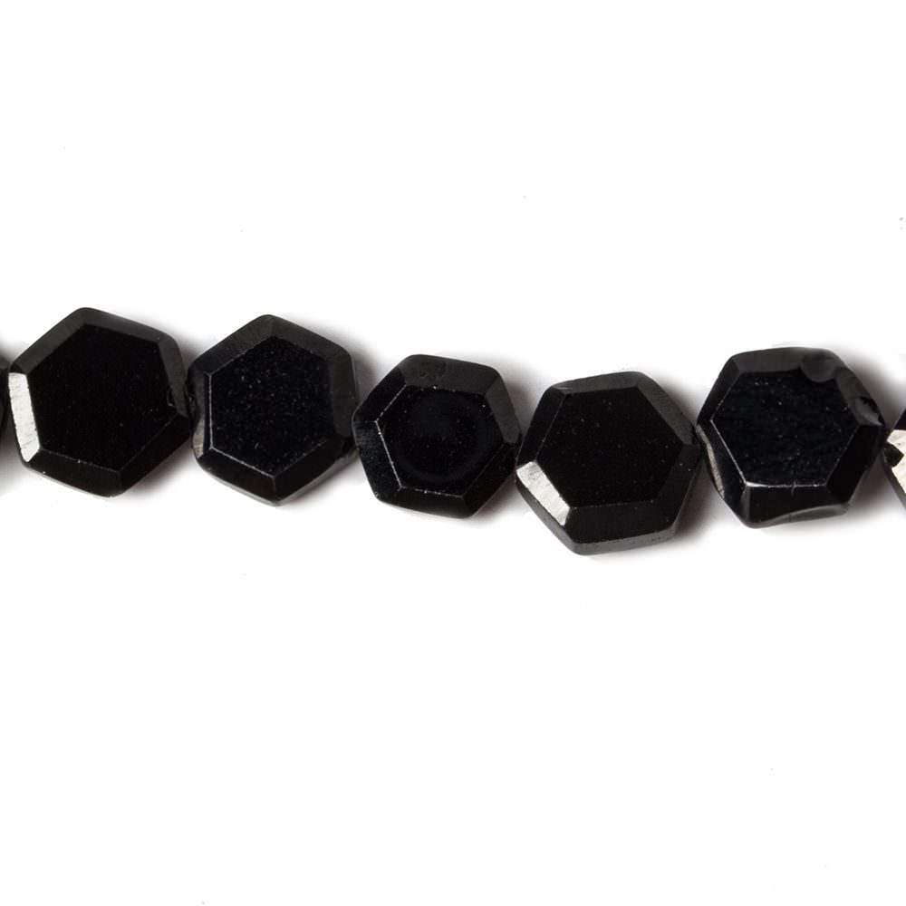 5.5-6mm Black Spinel bezel faceted hexagon beads 13 inch 50 pieces (ONLINE ORDER ONLY)