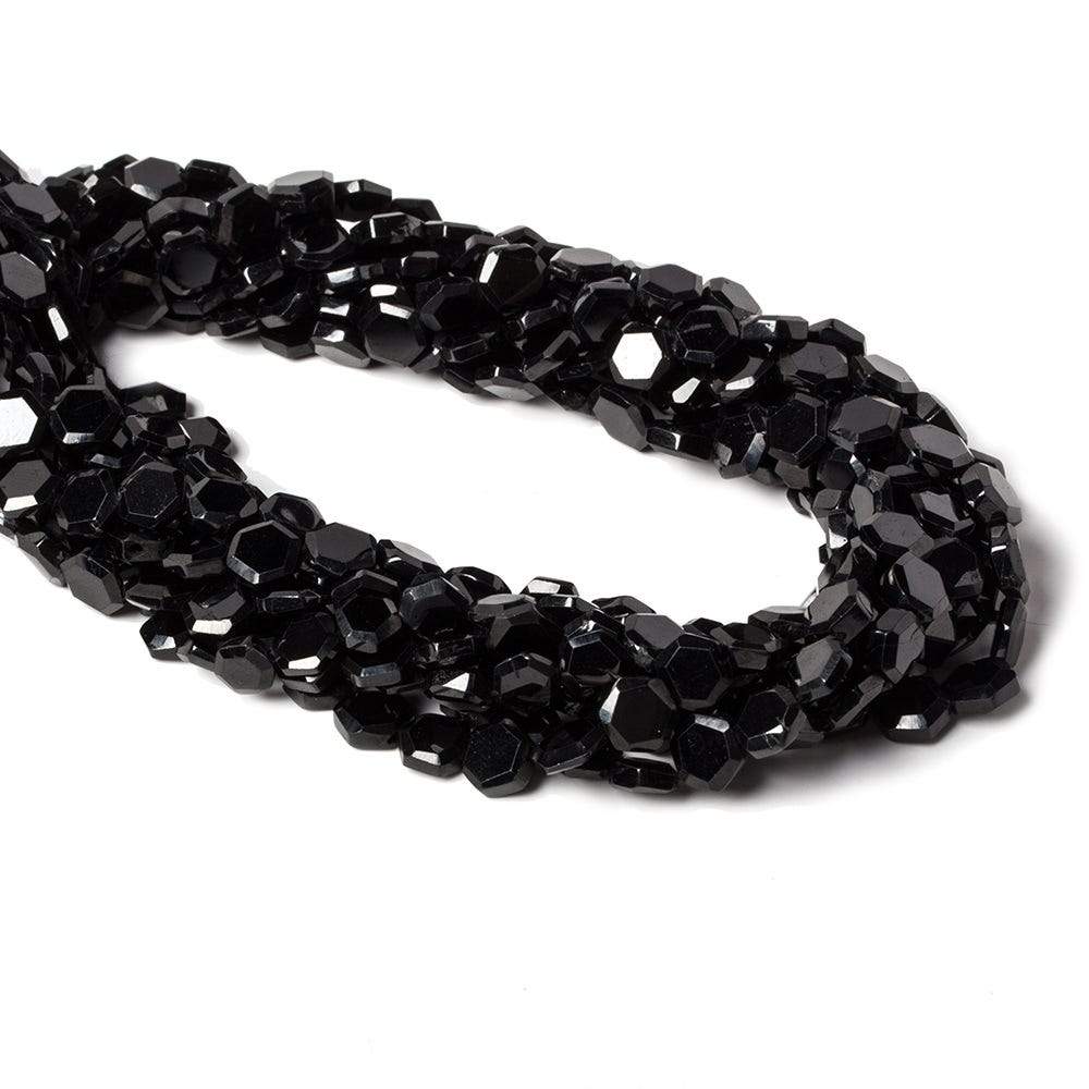 5.5-6mm Black Spinel bezel faceted hexagon beads 13 inch 50 pieces (ONLINE ORDER ONLY)