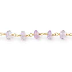 5.5-6mm Pink Amethyst Faceted Rondelle Beads on Vermeil Chain