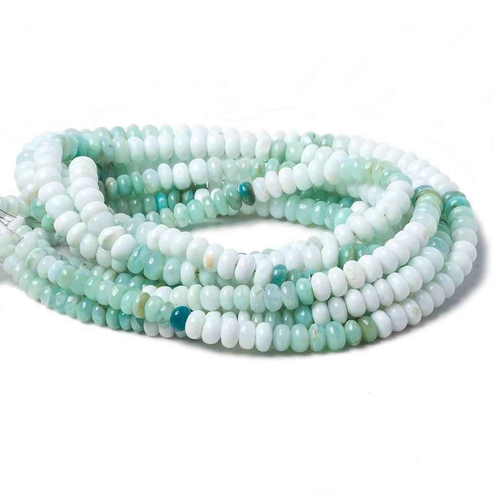 5.5-7mm Mint Blue Peruvian Opal plain rondelle beads 18 inch 128 pieces AA (ONLINE ORDER ONLY)