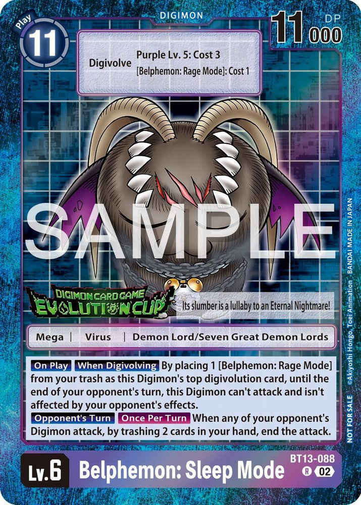 Belphemon: Sleep Mode [BT13-088] (2024 Evolution Cup) [Versus Royal Knights Booster Promos] (ONLINE ORDER ONLY)