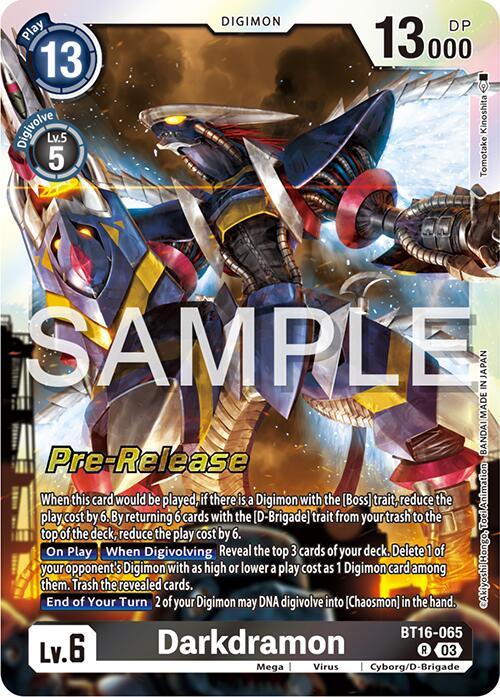 Darkdramon [BT16-065] [Beginning Observer Pre-Release Promos] (ONLINE ORDER ONLY)