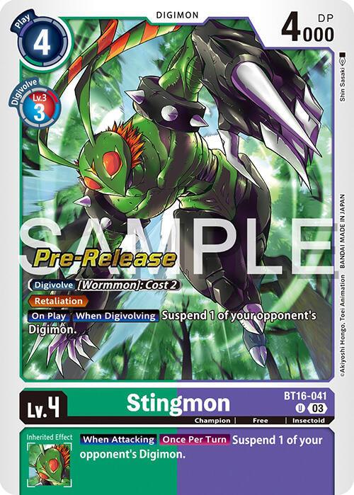 Stingmon [BT16-041] [Beginning Observer Pre-Release Promos] (ONLINE ORDER ONLY)