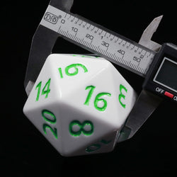 55mm Titan d20 (White with Green) Huge d20 for DND RPG (Online Only)