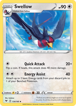 Swellow (134/185) [Sword & Shield: Vivid Voltage] (Online Only)