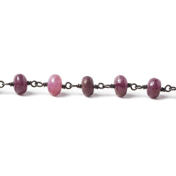 5.5mm Ruby plain rondelle Black Gold .925 Silver Chain 22 inches (ONLINE ORDER ONLY)