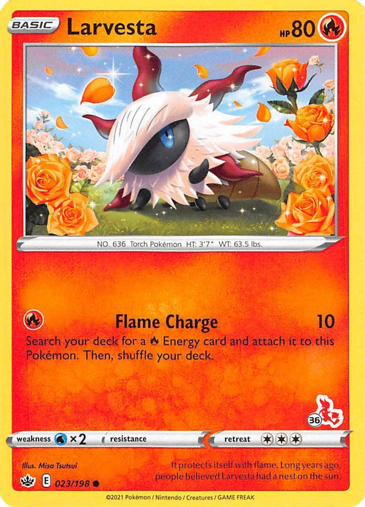 Larvesta (23/198) (Cinderace Stamp #36) [Battle Academy 2022] (Online Only)