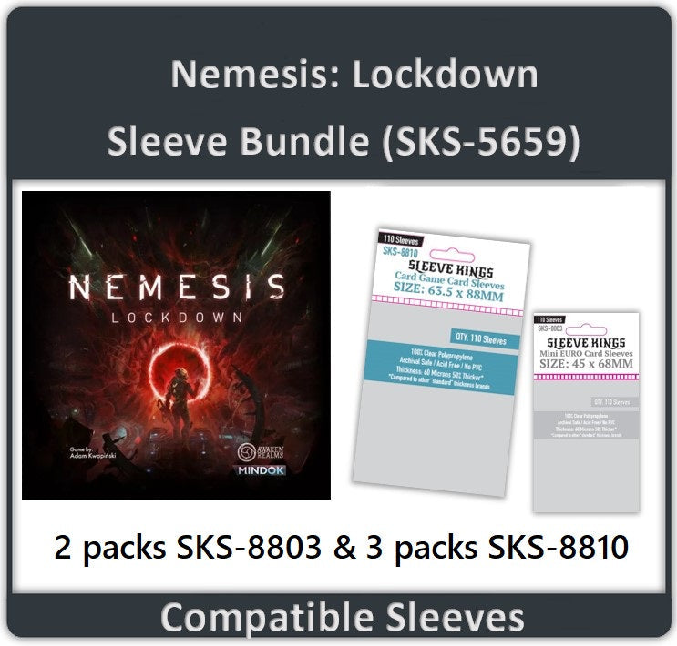 "Nemesis: Lockdown" Compatible Base Game Sleeve Bundle (8803 X 2 + 8810 X 3) (ONLINE ORDER ONLY)
