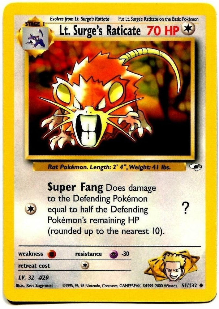 Lt. Surge's Raticate (51/132) [Gym Heroes Unlimited] (Online Only)