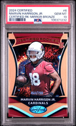 Graded 2024 Panini Certified Marvin Harrison Jr #6 Certified Rookie Mirror Bronze /299 Rookie RC Football Card PSA 10 Gem Mint (ONLINE ORDER ONLY)
