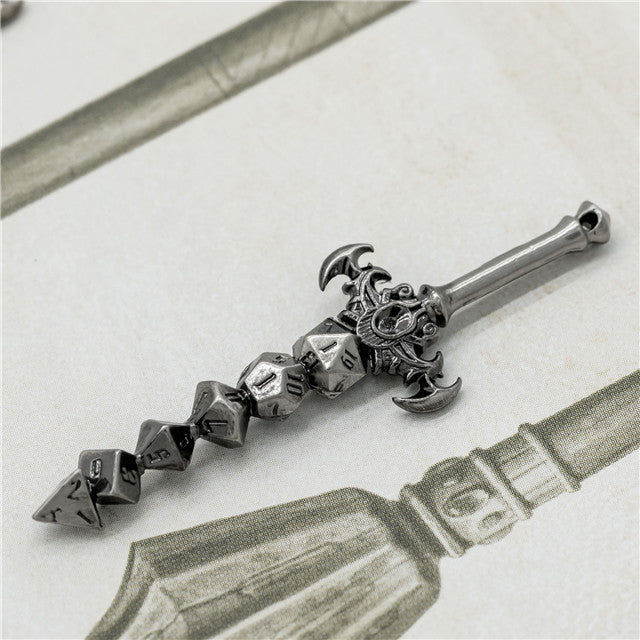 Dice Sword Silver 46mm x 9mm Trinket Novelty (Online Only)