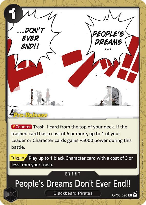 People's Dreams Don't Ever End!! [Two Legends Pre-Release Cards] (ONLINE ORDER ONLY)