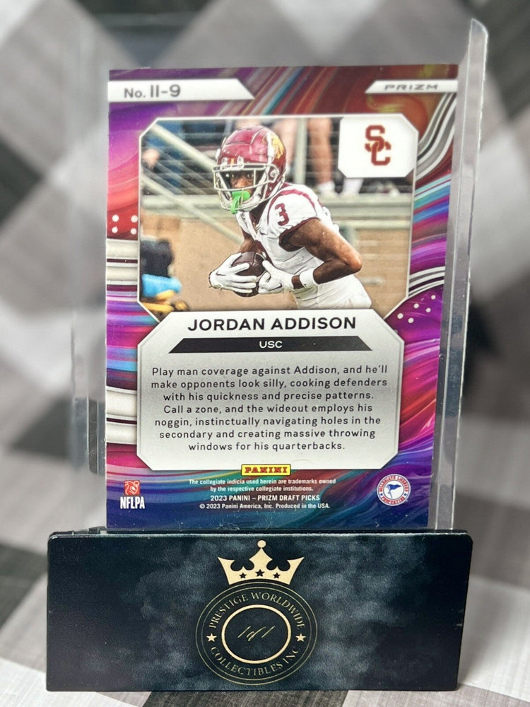Jordan Addison 2023 Prizm Draft Picks Red Ice Prizm Instant Impact #II-9 USC MIN (ONLINE ORDER ONLY)
