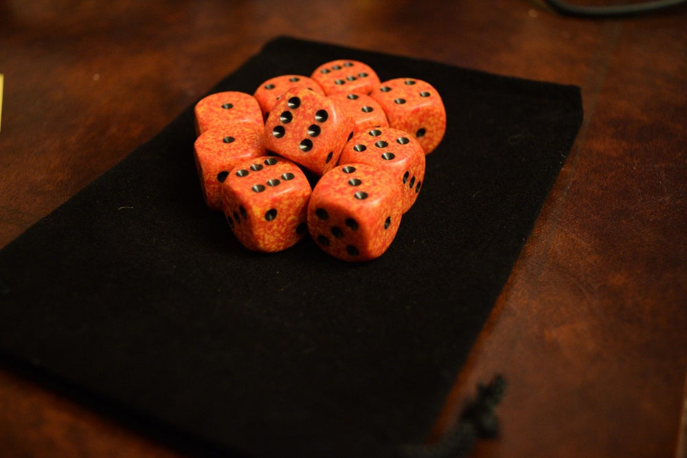 Fire Speckled 16mm D6 Pipped | Sold per die (Orange/Yellow/Blac) (Online Only)