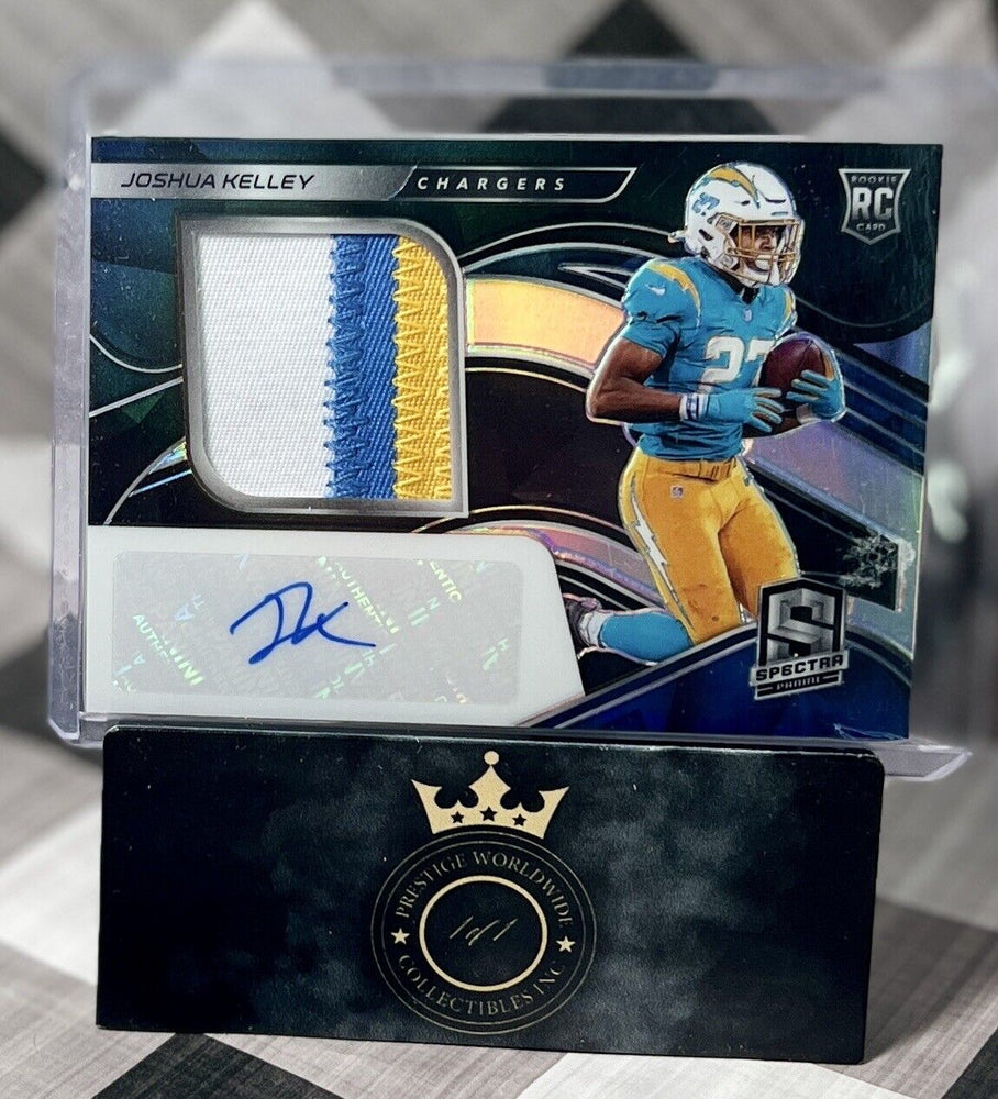 Joshua Kelley 2020 Spectra 3 Color Rookie Patch Auto /99 #235 Chargers RPA SP (ONLINE ORDER ONLY)